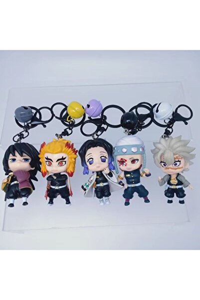 BANDAI قطعة واحدة بلون عشوائي، سلسلة مفاتيح من مادة PVC لشخصية أنمي قاتل الشياطين، إكسسوار تنكري، هدية