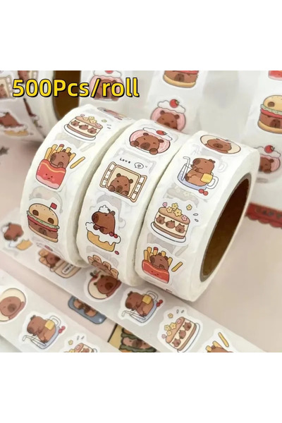 Choice 500Pcs-TZ 500Pcs Capybara Stickers Roll Waterproof PVC Self-Adhesive D...