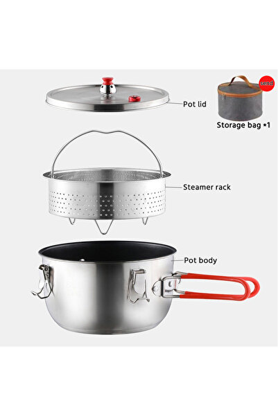 Choice قدر تخييم فضي اللون مصنوع من الفولاذ المقاوم للصدأ 304، يتضمن القدر × ...