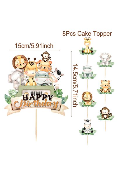 Choice Cake Topper 8pcs Jungle Animal Cake Toppers Lion Tiger Cupcake Toppers for Kids 1st Birthday Safari