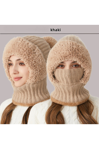 Choice قناع تزلج من الصوف المقاوم للرياح بلون الكاكي، قطعة واحدة، قبعة شتوية ...