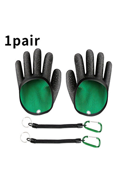 Choice green 1 Pair Non-Slip Fishing Gloves with Lanyard, Waterproof Saltwate...