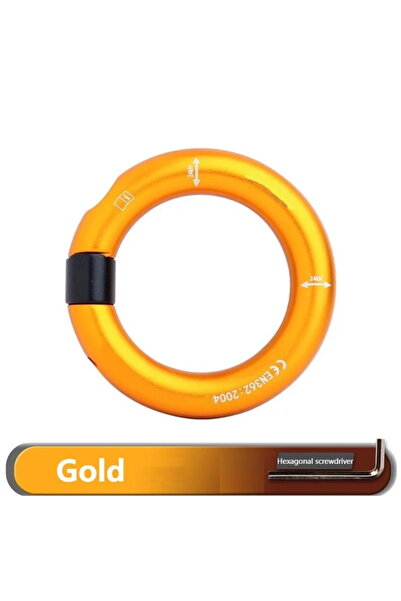 Choice حلقة توصيل قابلة للفصل لتسلق الصخور الذهبي، حلقة ربط دائرية قابلة للفتح، بوابة متعددة الاتجاهات بقوة 24 كيلو نيوتن