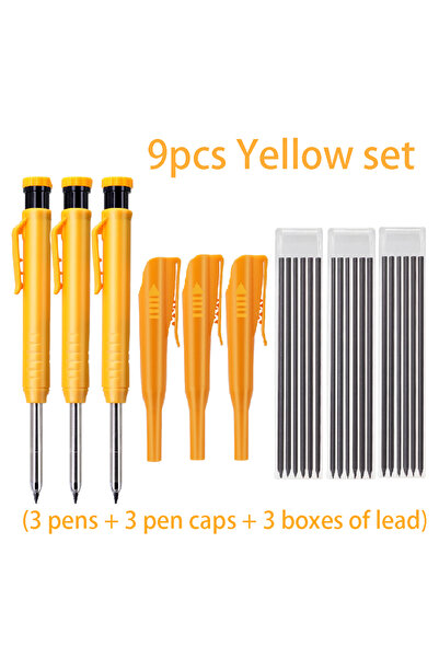 Choice مجموعة أقلام رصاص نجار ذات ثقوب عميقة QB216-9 صفراء مكونة من 9 قطع/مجم...