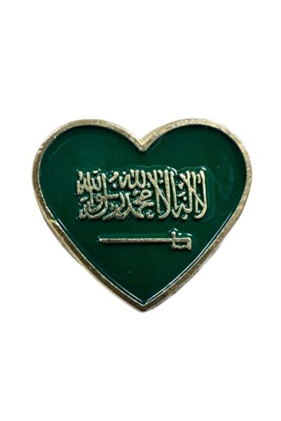 Generic Metal heart-shaped sticker with Saudi flag, fits tablets and phones