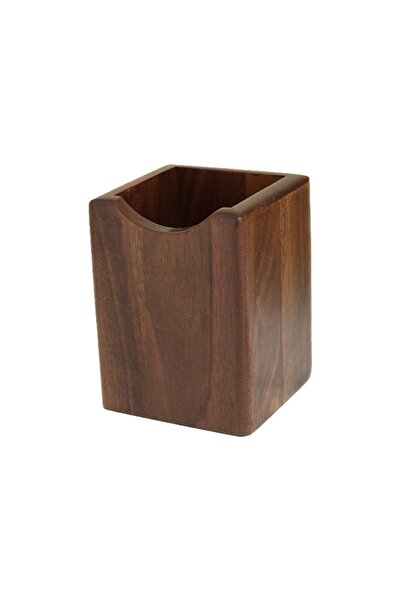 Choice حامل أقلام من خشب الجوز - صندوق منظم مكتبي مربع، تخزين أدوات مكتبية بس...