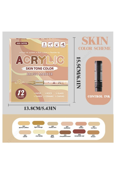 Choice أقلام تلوين أكريليك B 84 لونًا، بنظام حبر سائل مباشر، طرف فرشاة، للخشب...