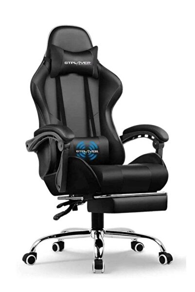 GTPLAYER كرسي ألعاب مريح مزود بمنفذ USB للتدليك، ومسند للقدمين، ودعم قطني قاب...