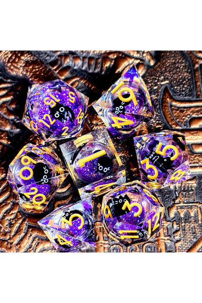 Choice مجموعة نرد راتنج رملي بنفسجي - 7 قطع نرد متعدد الأوجه لألعاب Dungeons ...
