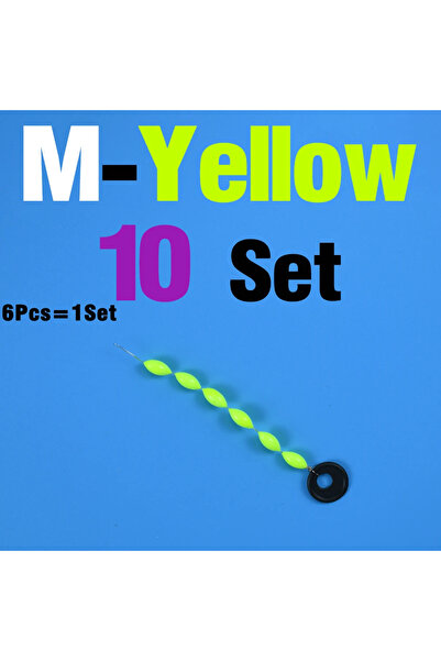 Choice عوامات صيد صفراء متوسطة الحجم، 60 قطعة/10 مجموعات، 6 في 1، نوع الخيط، عوامة سباعية النجوم، خيط صيد من الفوم على شكل حبة رمل فضائية