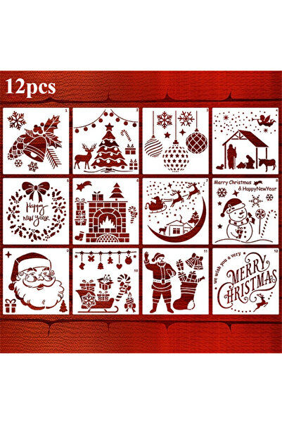 Choice 12 قالبًا للرسم بمناسبة عيد الميلاد، تصاميم فنية احتفالية، زينة عيد ال...