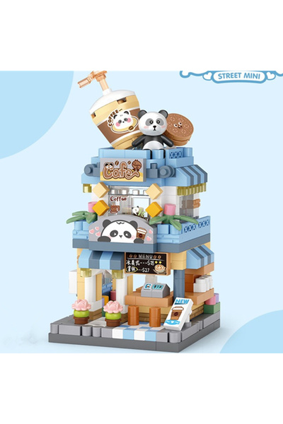 Choice مجموعة مكعبات بناء مقهى المدينة (410 قطعة) - شاي بالحليب، محلات آيس كريم، محلات زهور، مطاعم