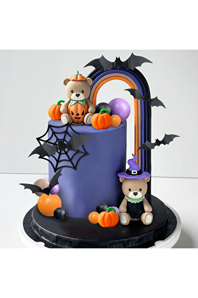 Choice 29pcs 29pcs Halloween cake decoration, teddy bear rainbow decoration, pumpkin bat, spider web, Hallo