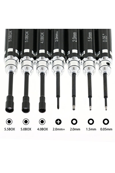 Choice مجموعة أدوات سوداء مكونة من 7 قطع بمقبض قصير، تتضمن مفك براغي سداسي، و...