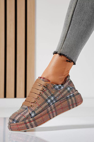 Zaira Adidasi dama khaki din material textil Ilina #21170 - 40