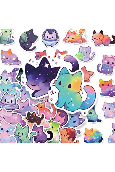 Choice ٥٠ قطعة من ملصقات جرافيتي لطيفة بتصميم قطة برسومات كرتونية لسماء مرصعة...