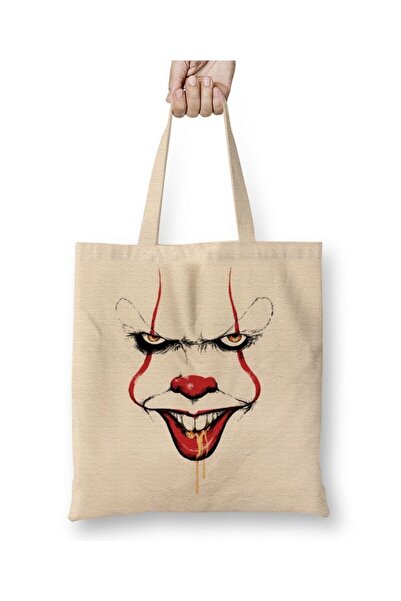 Toyaso Pennywise Clown Spittle Λευκή υφασμάτινη τσάντα με μακρύ χερούλι Τσάντ...