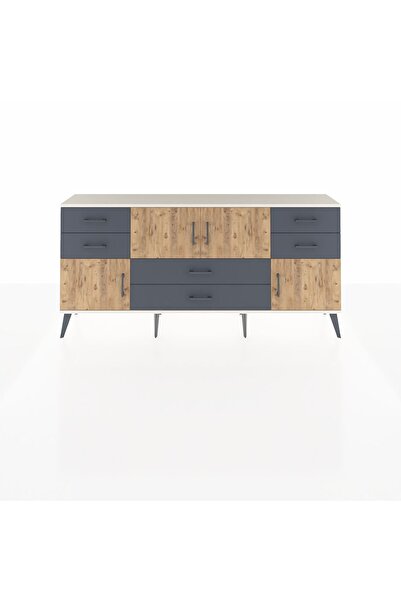 Dienni Arges Konsol 3 Raflı 6 Çekmeceli 4 Kapaklı 176x30x83 Aytaşı-Çam/Antrasit