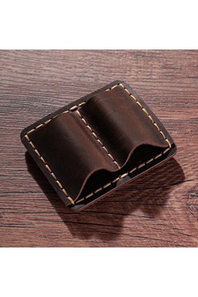 Choice حامل أقلام جلدي بلون القهوة، حامل أقلام رصاص جلدي عتيق مع مشبك معدني ل...