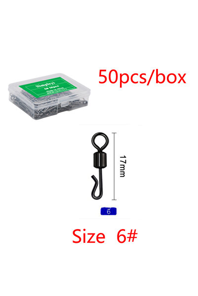 Choice مقاس 6، 50 قطعة/علبة، وصلات صيد دوارة بمحمل، مشابك سريعة التغيير على ش...