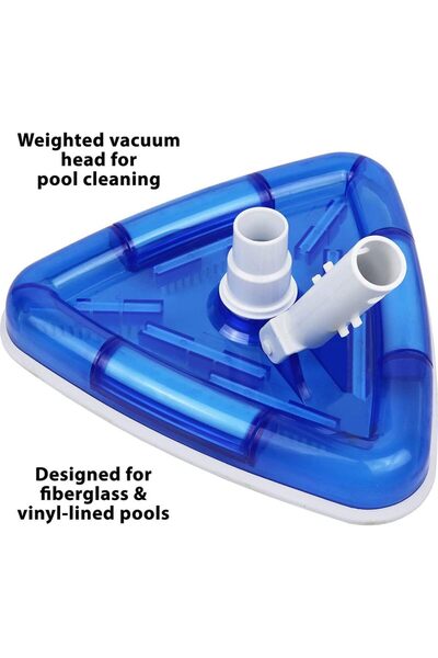 Choice مكنسة كهربائية مثلثة الشكل زرقاء شديدة التحمل لحمامات السباحة، برأس مث...