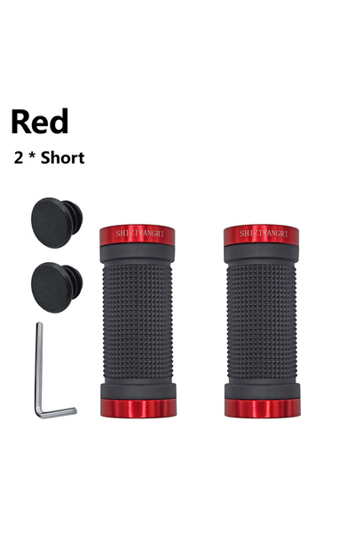 Choice مقبض دراجة أحمر قصير 80 مم/129 مم، مقبض دراجة جبلية طويل وقصير وناعم