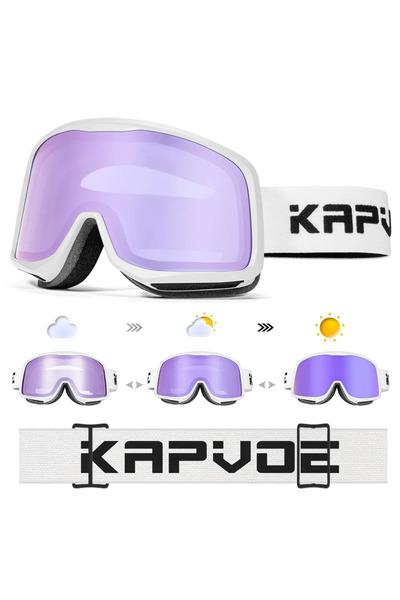 KAPVOE نظارات تزلج فوتوكرومية PU-06، نظارات تزلج على الجليد، قناع تزلج، للرجا...