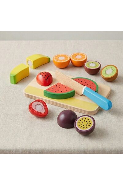 PriStyle Set de jucării Montessori din lemn cu fructe, non-toxice, cu tocător...