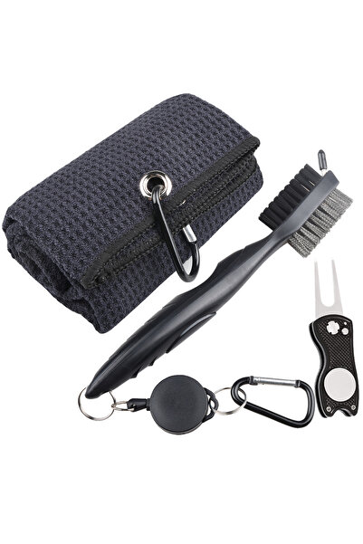 Choice فرشاة تنظيف نادي الجولف السوداء ومنشفة من الألياف الدقيقة، فرشاة تنظيف...