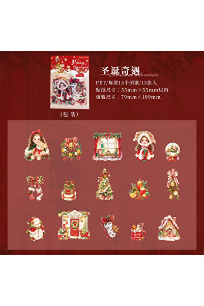 Choice مجموعة من 15 قطعة من ملصقات PET بتصميم عيد الميلاد اللطيف من سلسلة مغا...