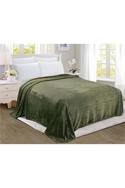 Noon East بطانية صيفية خفيفة الوزن، صوف جاكار مموج، أخضر، 200 × 220 سم، 280 غ...