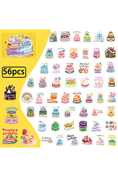 Choice ٥٦ قطعة من ملصقات كعكة عيد الميلاد الكرتونية الشفافة المصنوعة من مادة ...