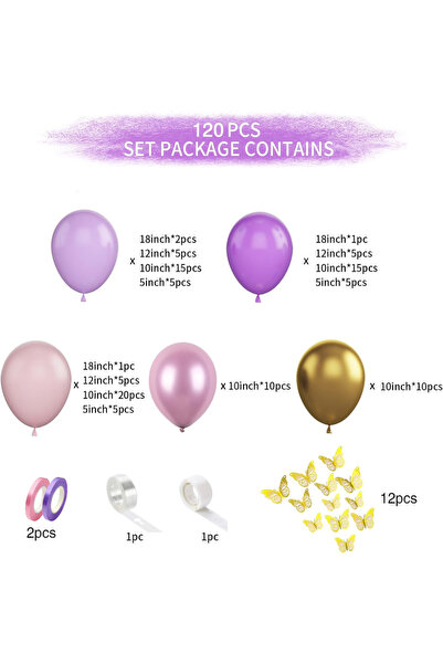 Choice Other Purple and Pink 120PCS Purple and Pink Latex Balloon Set Suitabl...