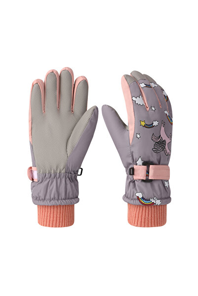 Choice قفازات أطفال شتوية رمادية مقاس L، مناسبة للأولاد والبنات، للتزلج وركوب الدراجات واللعب على الثلج، مقاومة للماء