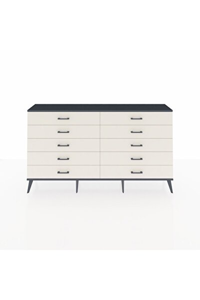 Dienni Arges Konsol 10 Çekmeceli 176x30x99 Antrasit-Antrasit/Aytaşı