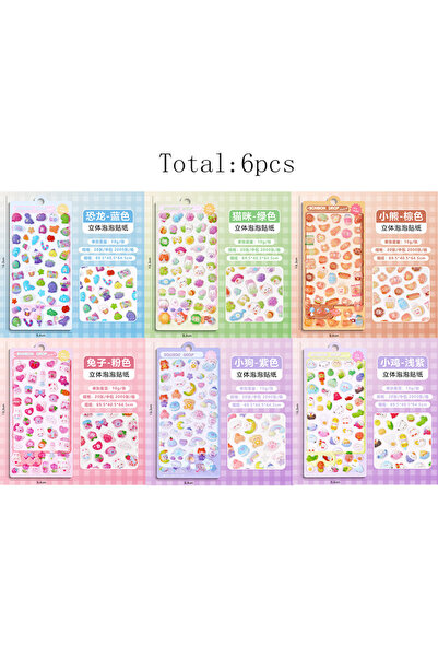 Choice 6 قطع من ملصقات الحيوانات الكرتونية ثلاثية الأبعاد لتزيين غطاء الهاتف،...