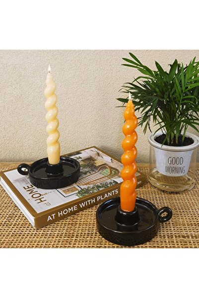 The Bros Kendiis Ceramic Candlestick Holder Set of 2 (Black)