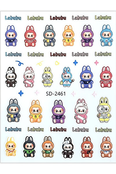Venalisa 5D Kabartmalı Tırnak Sticker Labubu Figürlü Nail Art Süsleme Etiket