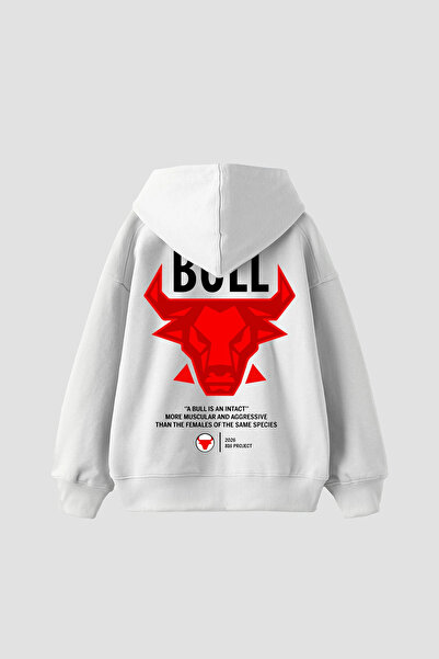 Sekizbiraltı Bull Is an Intact Printed Oversized Unisex White Hoodie