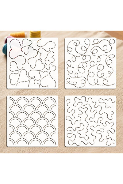 Choice 4 قطع من قوالب تطريز ساشيكو من يومديد، تصميم خطوط تجريدية وقلب هندسي، ...