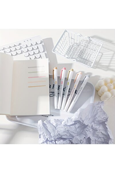 Choice مجموعة أقلام تلوين فلورسنت طبيعية مكونة من 5 قطع، بتصميم ماكارون، وبريق فضي، متعددة الألوان، عالية الجودة، ومضيئة، للاستخدام في أغراض متنوعة.