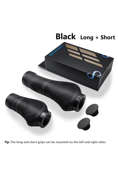 Choice مقابض دراجة جبلية سوداء من SHIZIWAGNRI، مقاس 95 مم و130 مم، مانعة للانزلاق ومقاومة للصدمات.