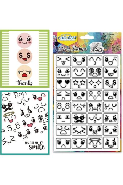 Choice AECH09-05632 طابع شفاف لتعبيرات الوجه، طوابع يدوية شفافة لأعمال قصاصات...