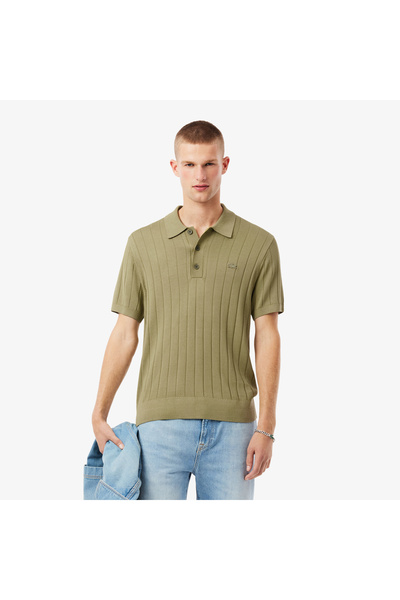 Lacoste Fluid Ribbed Knit Polo Collar Sweater - AH5339-00-E9F