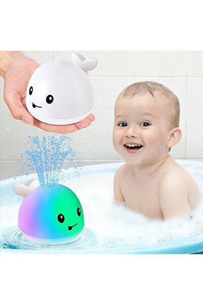 Choice 6616 - ألعاب استحمام بيضاء للأطفال الرضع، ألعاب استحمام للأطفال الصغار من عمر سنة إلى 3 سنوات، لعبة استحمام على شكل حوت مضيء مع رشاش ماء،