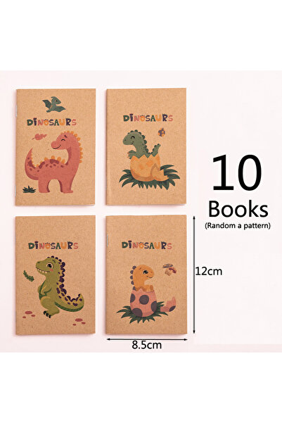 Choice ١٠ دفاتر صغيرة بتصميم ديناصورات، بنمط عشوائي، مصنوعة من ورق كرافت، ١٦ ...