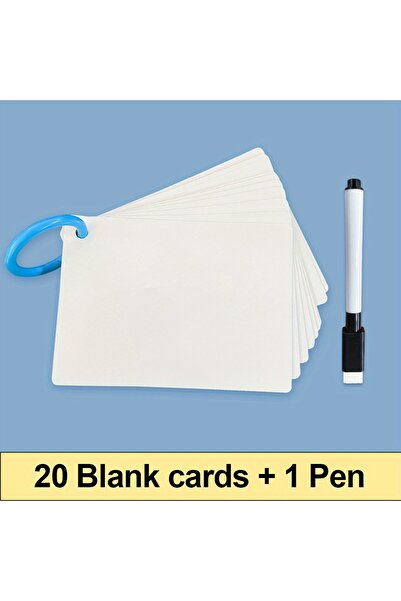 Choice 8 x 11 cm 20 Cards with 1 Pen Laminated Erasable Flash Cards 20-Pack W...