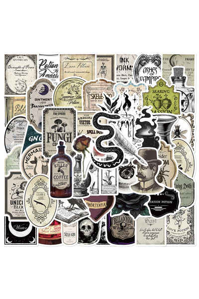 Choice 50 قطعة من ملصقات الأدوية القوطية للصيدلي، ملصقات جرافيتي مقاومة للماء، ملصقات كرتونية مخيفة