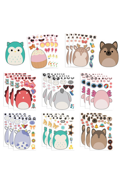 Choice 8SHEETS 8Sheets Cartoon Gummies DIY Puzzle Stickers Dress Up Game Face...