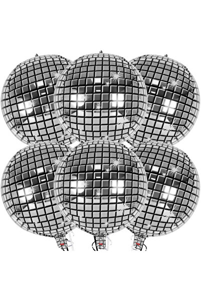 Choice بالونات ديسكو فضية دائرية مقاس 22 بوصة، 6 قطع، بالونات ديسكو كروية، با...